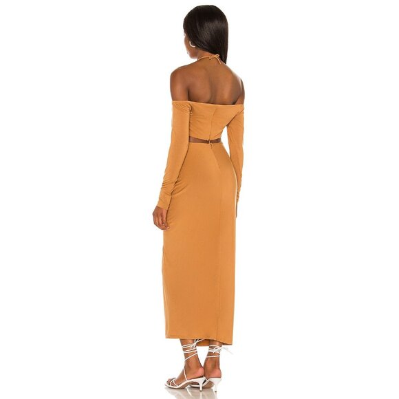 RONNY KOBO Zadia Cut Out Maxi Dress Camel Womens Size Small - Picture 4 of 10
